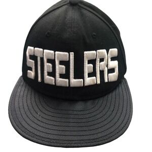 New Era Pittsburg Steelers Hat Baseball Cap One Size Trucker Black Embroidered